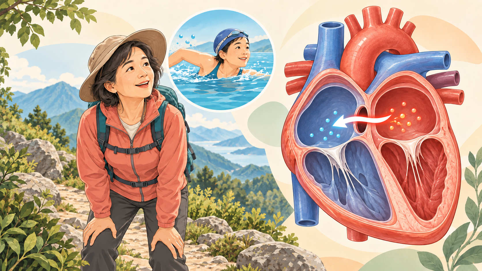 爬山、游泳比別人喘？可能是心臟中膈破了一個洞（心房中膈缺損）衛教插圖