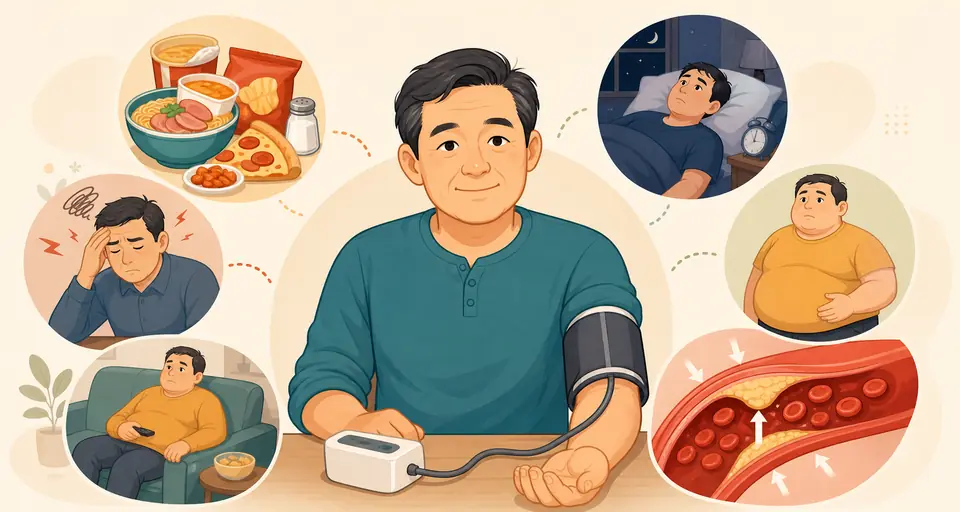 血壓高的原因是什麼？心臟不好是否會血壓高？衛教插圖