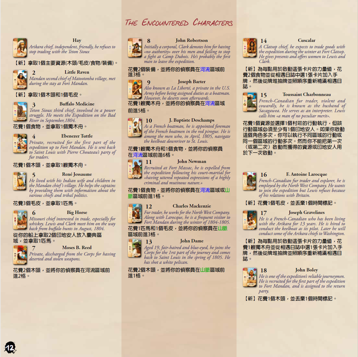 Lewis & Clark The Expedition 2nd Promo 路易斯與克拉克 卡表中文化 Lewis & Clark: The Expedition Second Edition 完整整理|角色卡表・玩家幫助卡・新舊版本差異・常見錯誤與 Promo 卡全解析