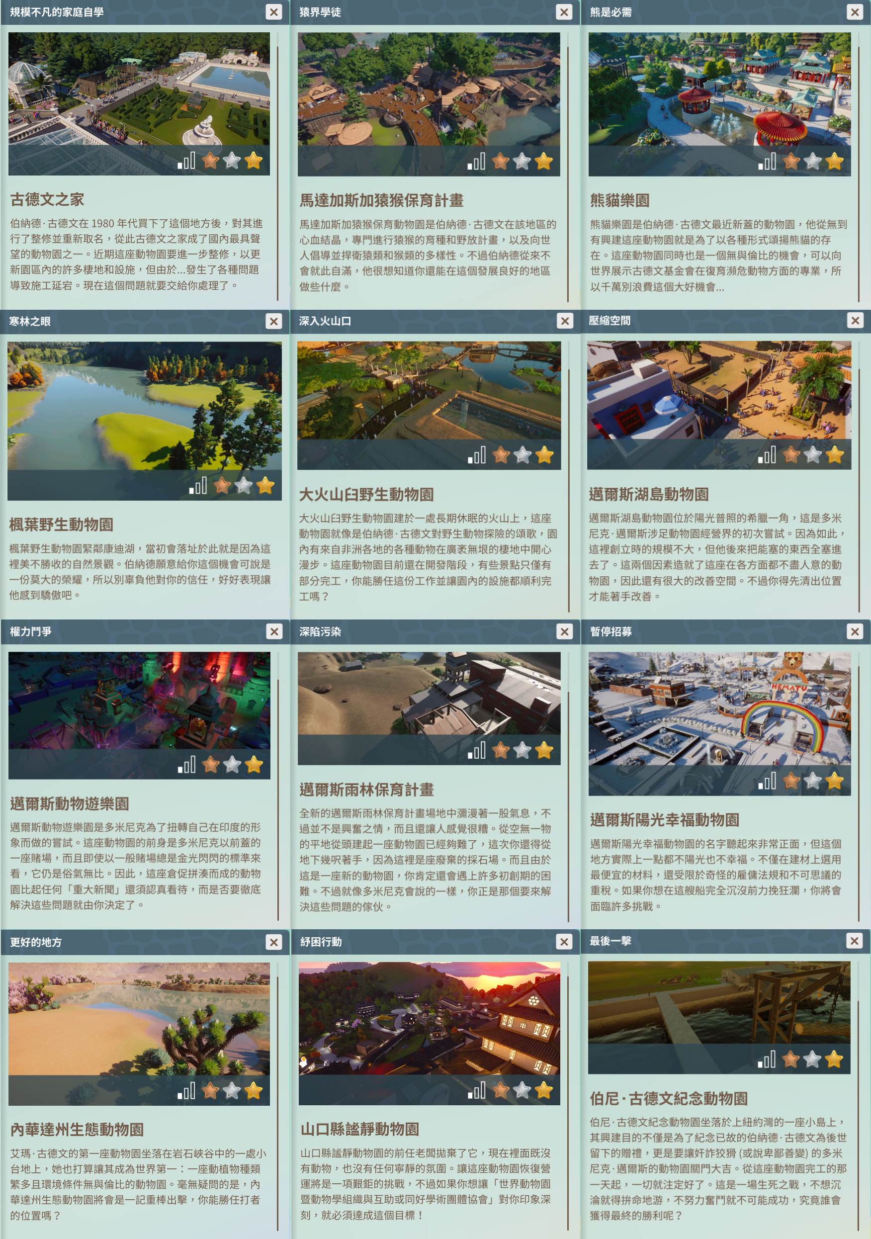 生涯模式1-12關的劇情前言 動物園之星(Planet Zoo)生涯模式全關卡指南|劇情背景 + 金牌通關技巧