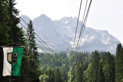 楚格峰纜車鋼索與群山景致