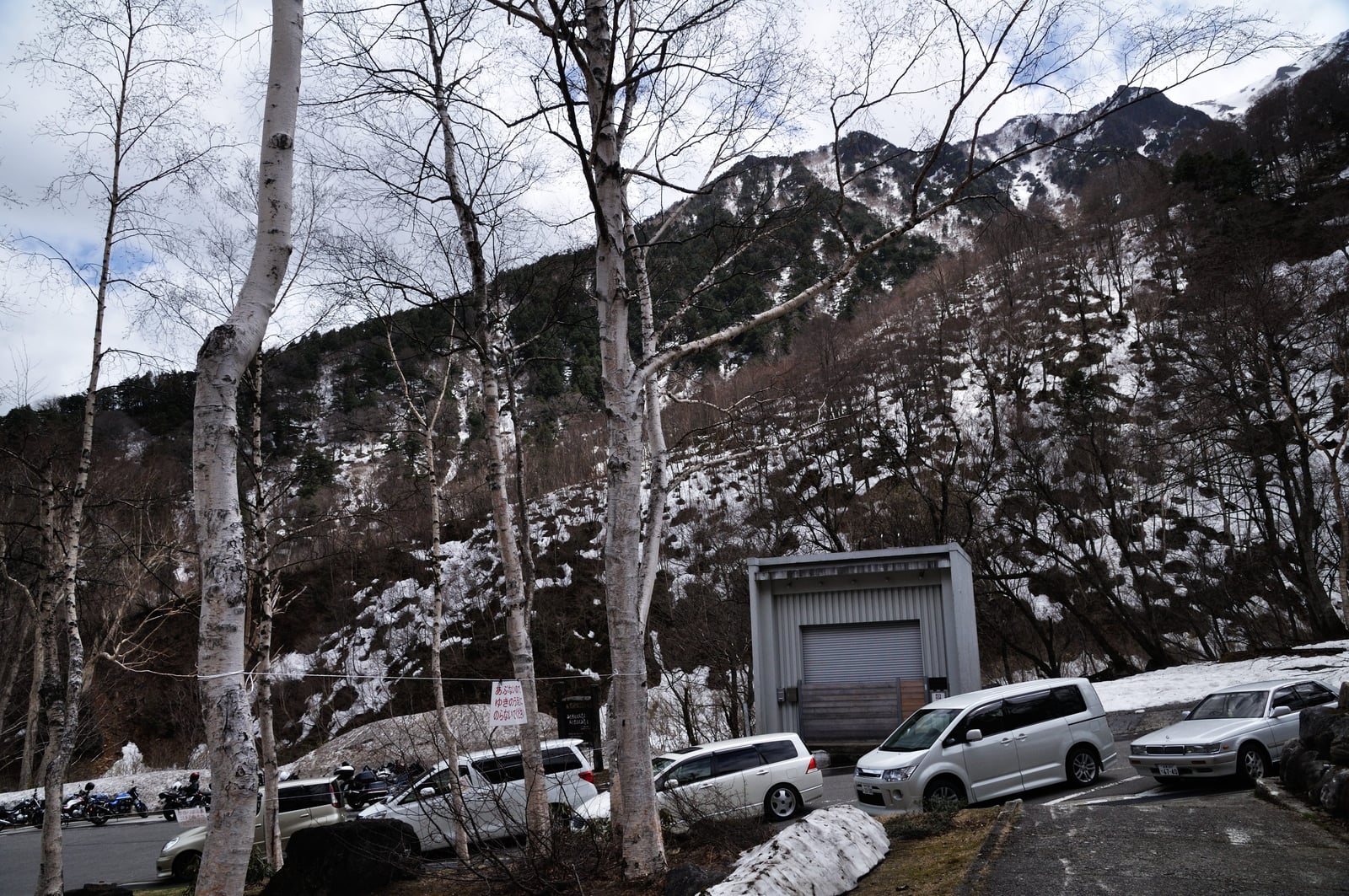 扇澤車站前的初春雪景與白樺樹｜2012/05 北陸