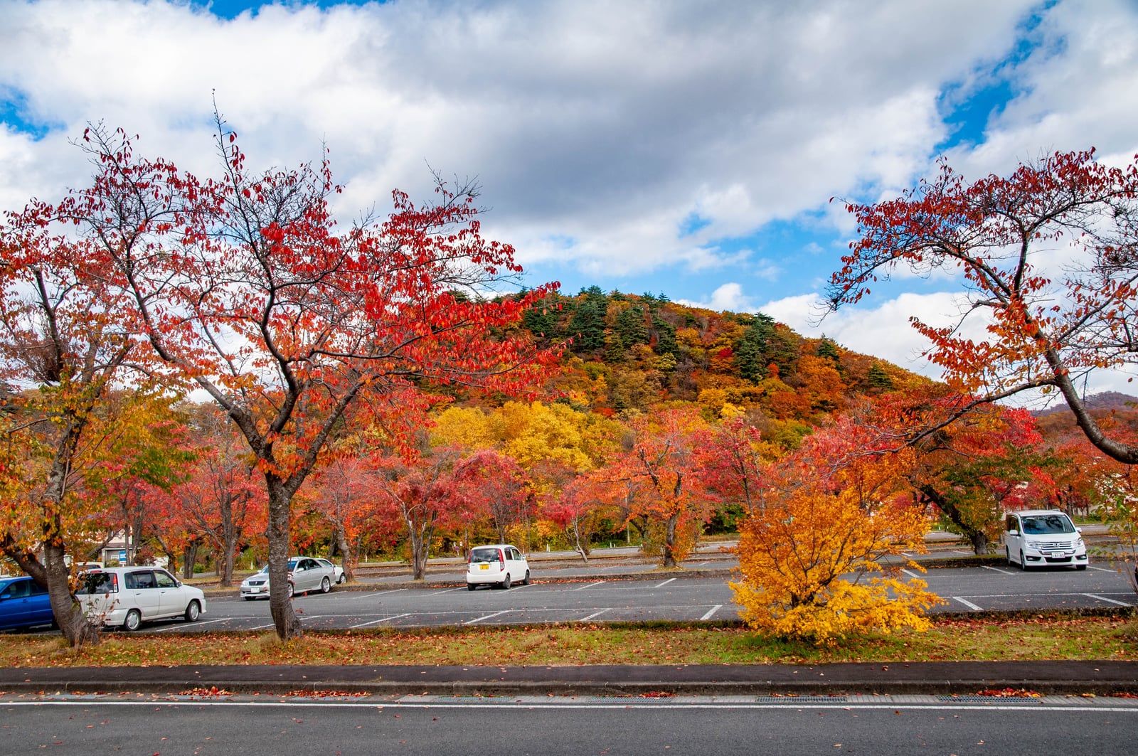 十和田湖畔的秋日紅葉停車場｜2013/10 日本東北紅葉