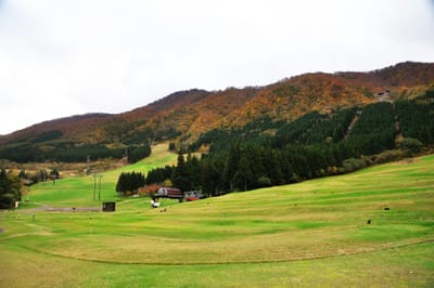 鬼首滑雪場的秋日綠意與山巒紅葉｜2013/10 日本東北紅葉