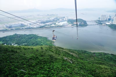 昂坪纜車俯瞰機場與海灣景致