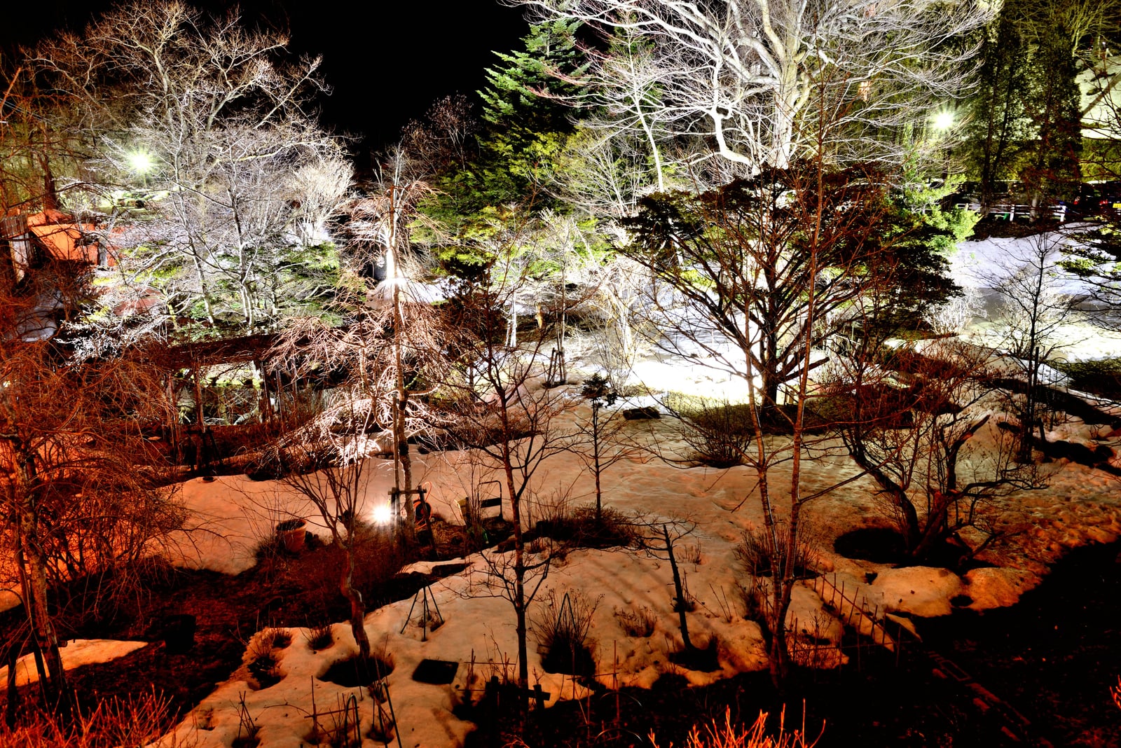 定山源泉公園的靜謐雪夜燈火｜2015/03 北海道