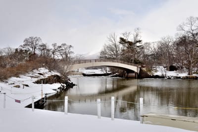 大沼國定公園的雪白拱橋與靜謐湖景