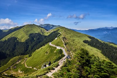 合歡尖山步道俯瞰蜿蜒公路與連綿綠意｜2017/09 合歡山