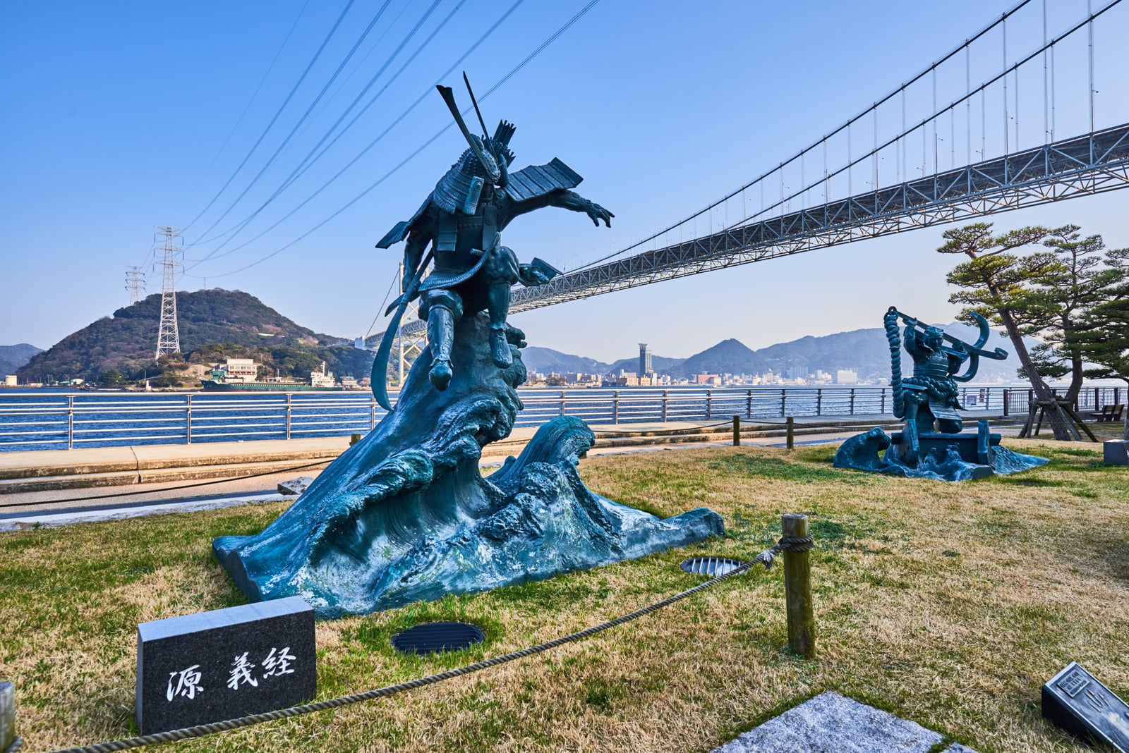 御裳川公園的源義經與平知盛雕像｜2018/03 北九州/廣島
