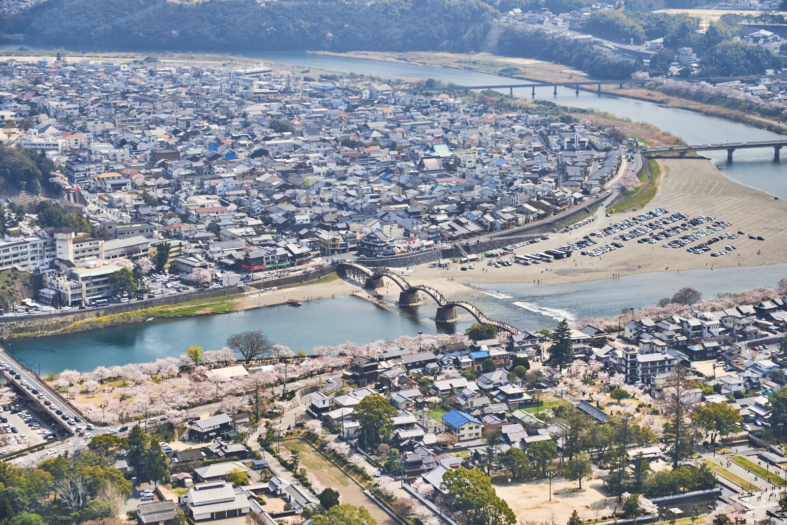 俯瞰錦帶橋與岩國市春日風光｜2018/03 北九州/廣島