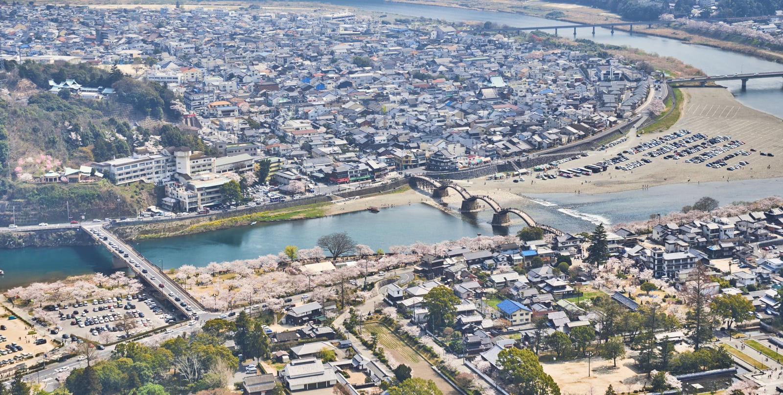 俯瞰錦帶橋與岩國市春日風光｜2018/03 北九州/廣島