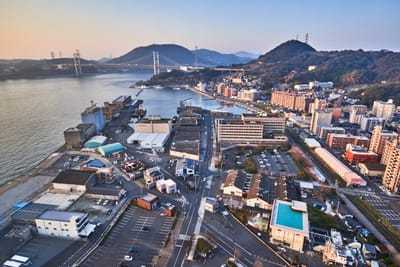 門司港懷舊展望室俯瞰關門大橋夕景