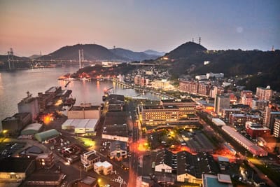門司港懷舊展望室俯瞰黃昏港灣