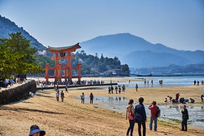 嚴島神社大鳥居的退潮時光