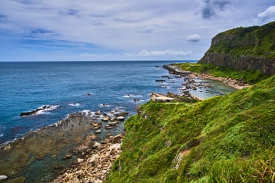 綠意盎然的岬角海岸線