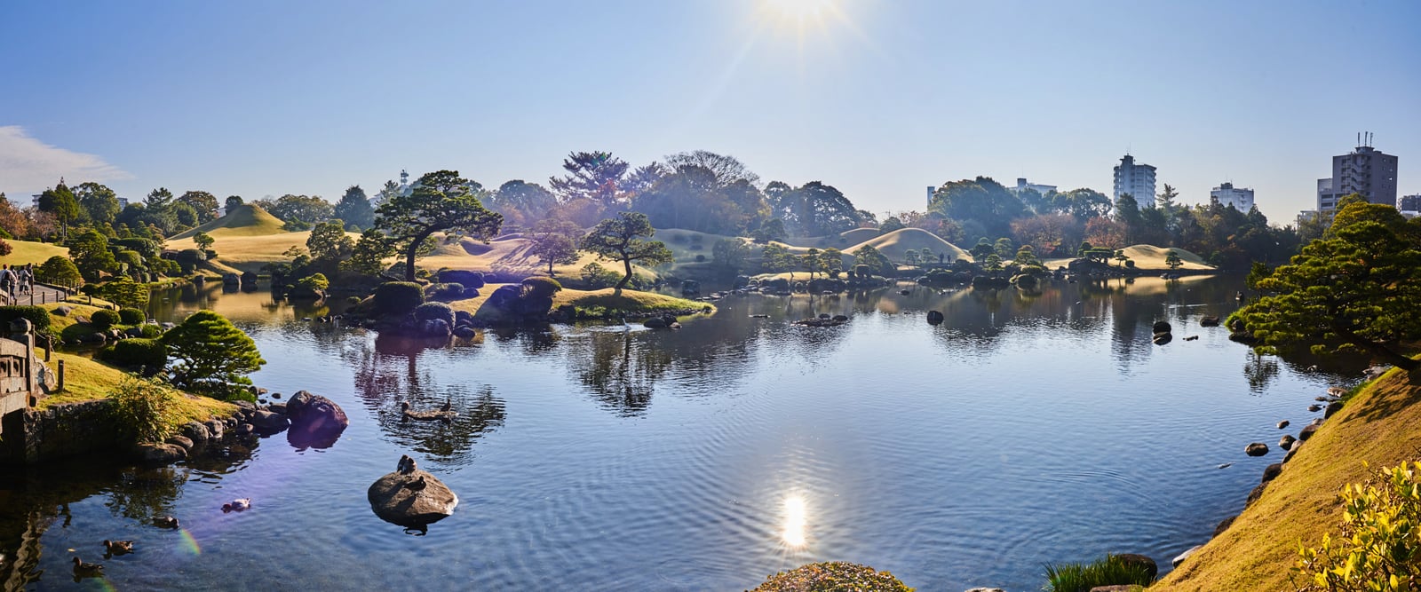 水前寺成趣園的晨光倒影｜2018/11 南九州