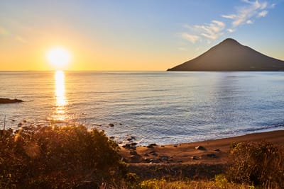 長崎鼻海岸的開聞岳夕照｜2018/11 南九州