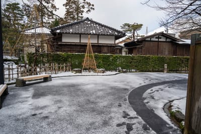 金澤冬日裡的靜謐庭園一隅
