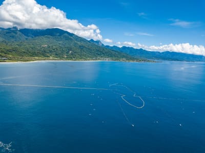 成功鎮外海的湛藍水域與定置漁網｜2022/08 花東五日