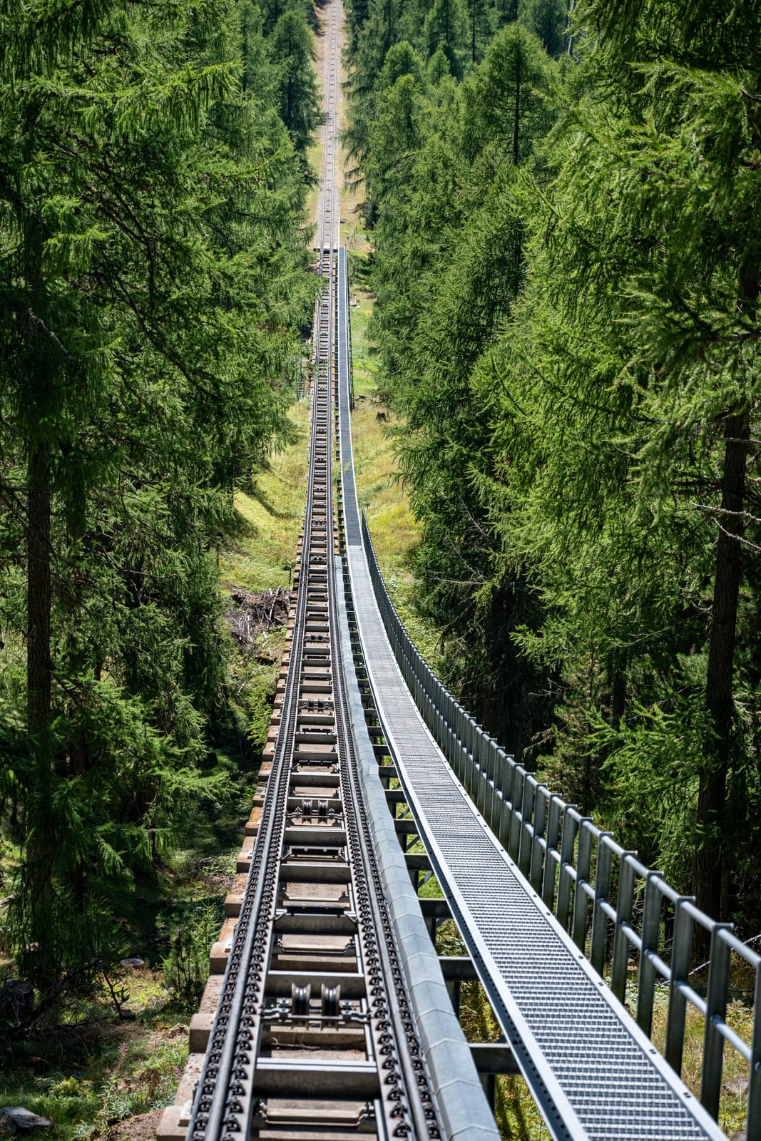 直奔天際的陡峭山地軌道與綠意森林｜2024/09 瑞士