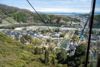 纜車俯瞰古城春景與河畔風光