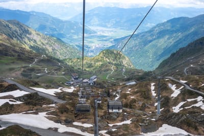 搭乘 Kristallbahn 俯瞰高山山谷與殘雪｜2026/06 阿爾卑斯山脈之德奧邊境