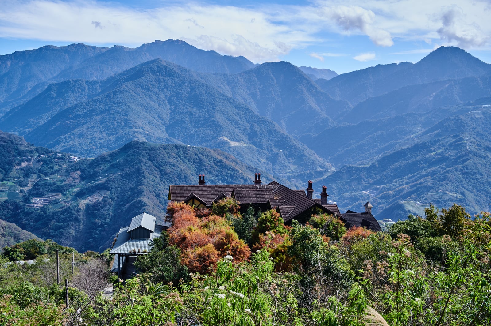 群山環抱中的歐風建築與山景｜國內本島（北/中/東部）